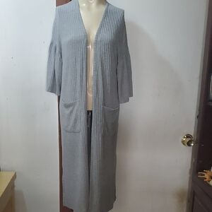 Stars Above  Short Sleeve Oversized Light Gray Ribbed Cardigan XS/S